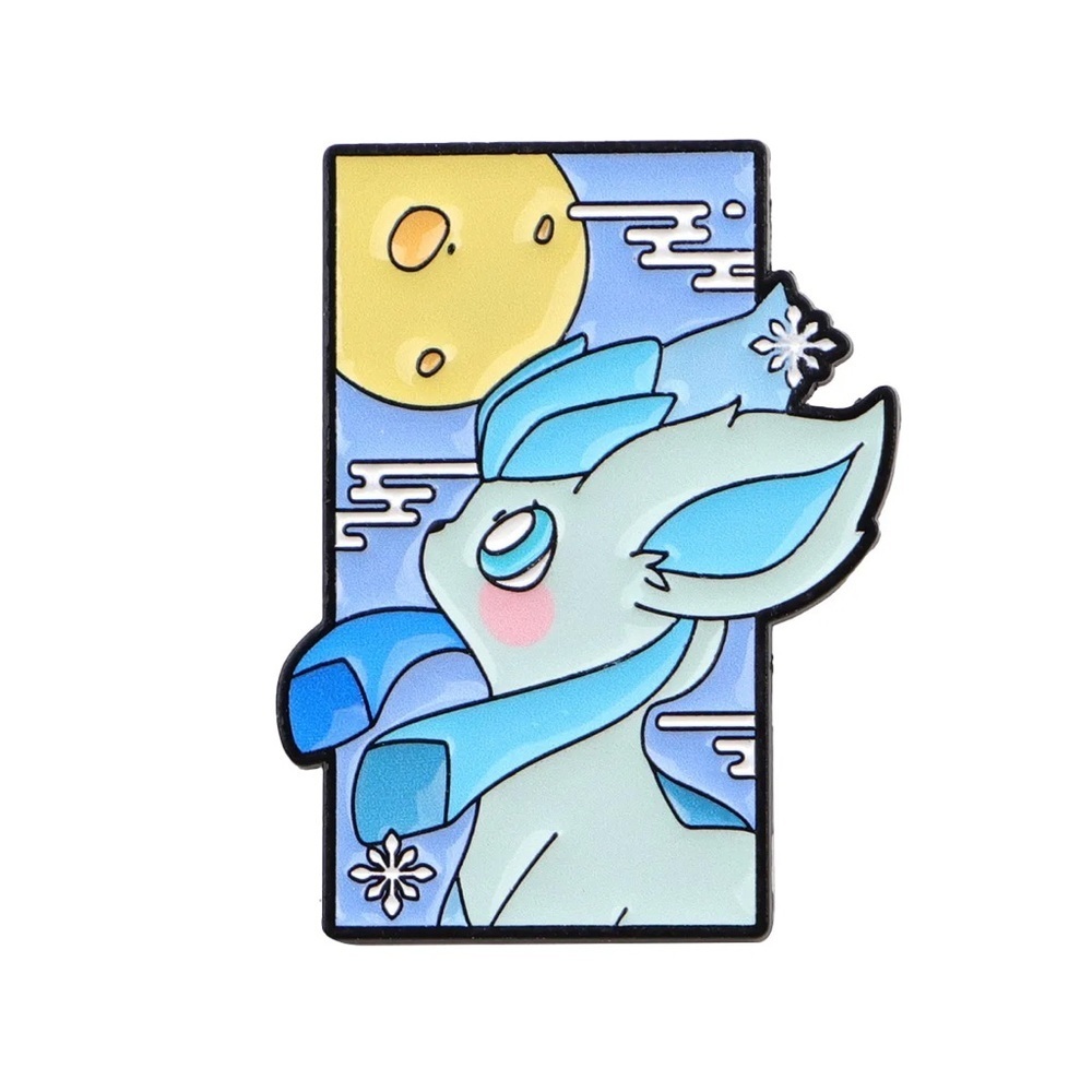 Pokemon Glaceon Enamel Pin – Moon & Snowflake Design